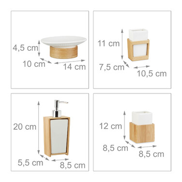 Relaxdays Bathroom Set made of Bamboo and Ceramic