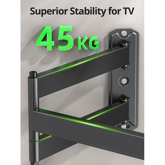 Кріплення для телевізора USX MOUNT на стіну з подовженою балкою, для LCD/LED/OLED телевізорів 37-80 дюймів, витягування 814 мм, регульоване нахилом та поворотне на 180°, VESA до 600x400 мм, вантажопідйомність до 45 кг, ідеально для кутового монтажу