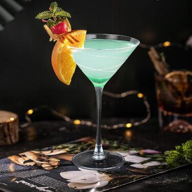 Набір з 4 склянок для мартини Joeyan 250 мл, кришталь, з візерунком Dot, класичні склянки для коньяку, еспресо мартини, космополітен, манхеттен, придатні для миття в посудомийній машині