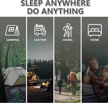 Сплячий мішок BISINNA Mumienschlafsack -10°C - 5°C [400GSM] для туризму, кемпінгу та подорожей, сірий