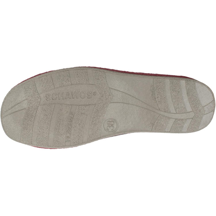 Жіночі фетрові домашні тапочки Schawos Lisa, теплі, з підкладкою з шерсті, з устілкою, міцна підошва, неслизькі, 39 EU, Бордовий