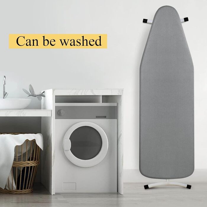 Чохол для прасувальної дошки Yizunnu 140 x 50 см, товсте ущільнення, шнурок для фіксації, регульована застібка, простий монтаж, стійкий до подряпин (сріблясто-сірий лак)