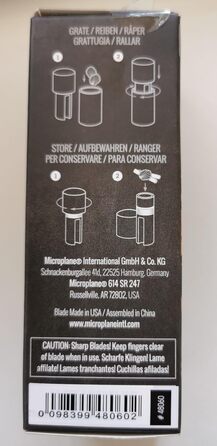 Млинок для спецій і мускатного горіха Microplane, сріблясто-чорний, набір з пробною упаковкою мускатного горіха Azafran