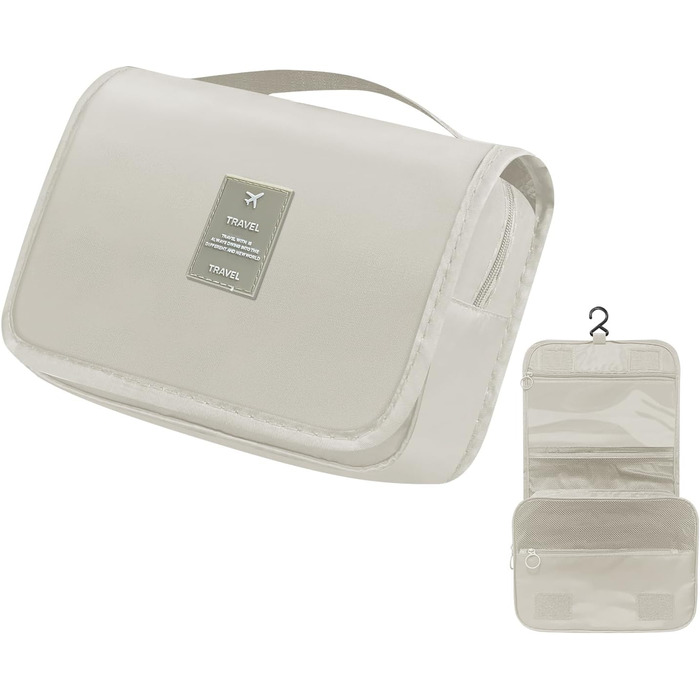 Чоловіча косметичка для подорожей з ручкою, кілька відділень для організації особистих речей (біла)