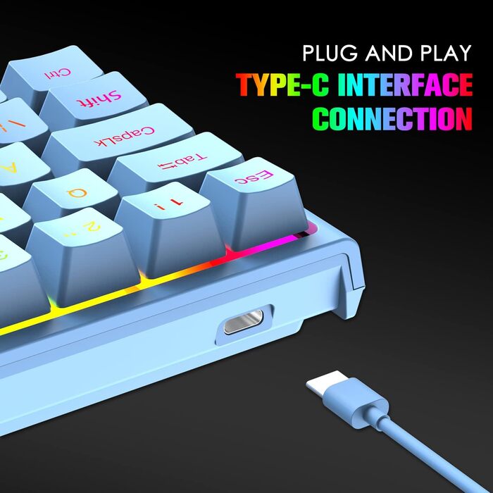 Ігрова комбінація клавіатури та миші MAGIC-REFINER: механічна клавіатура 62 клавіші, RGB-підсвічування, миша 12000 DPI, USB-C, для PC/Mac/Win