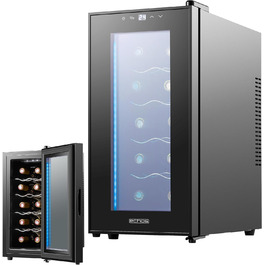Echos 10-Bottle Wine Cooler Refrigerator - 28 Liter Capacity with LED Lighting - Mini Wine Refrigerator & Minibar with Glass Door