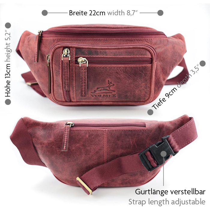 Сумка на пояс Fa.Volmer Palma з екошкіри (Used Look) для жінок та чоловіків | Регульований ремінь до 130 см