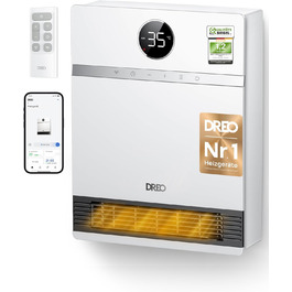 Dreo Smart Wandkonvektor: 2000W, Wi-Fi, термостат, пульт, таймер, білий