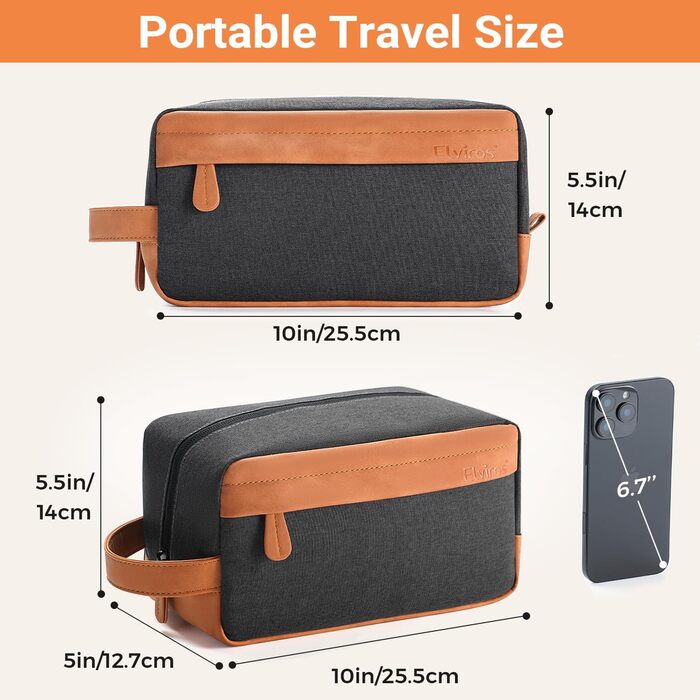Чоловіча дорожня сумка Elviros для подорожей, подарунок для чоловіка, підвісна, косметичка-доріжній набір, водонепроникна, з PU-шкіри, велика місткість, для подорожей та ванної кімнати, чорна