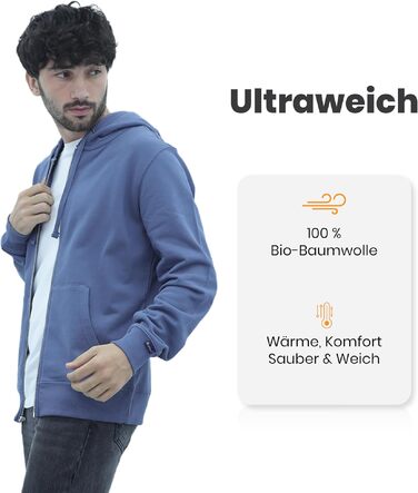 Унісекс худі на блискавці SoftSpun зі 100% бавовни, вінтажний індиго, розмір M