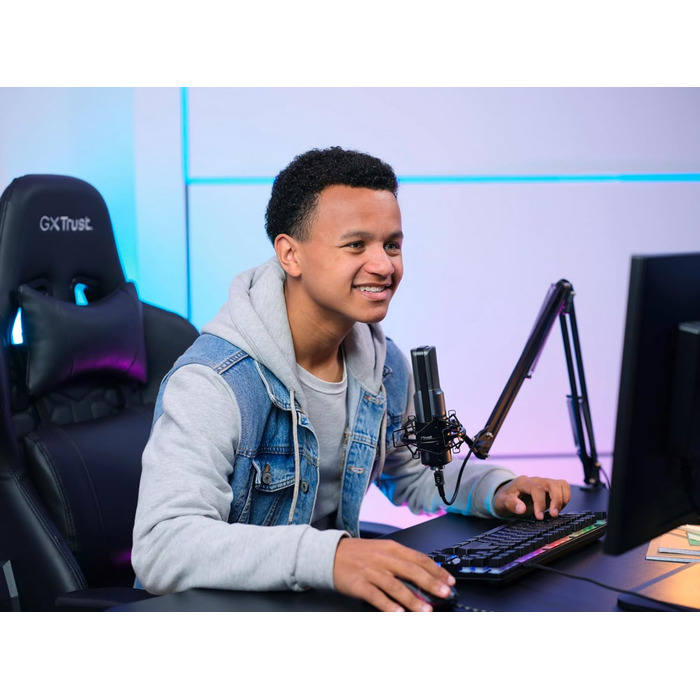 Trust Gaming GXT 253 Emita: мікрофонний кріплення-планка, стійка для мікрофона, регульована, з кабелем 290 см, чорний