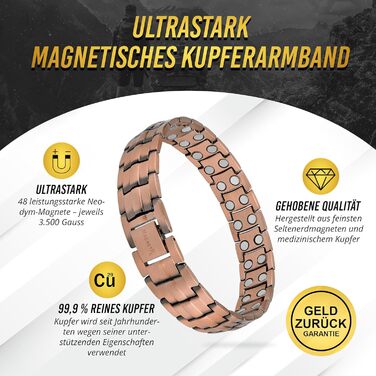 Магнітний браслет MagnetRX® для чоловіків з чистої міді - Браслет для магнітної терапії, ідеальний при артриті та синдромі карпального тунелю - З інструментом для регулювання розміру (Classic Style)