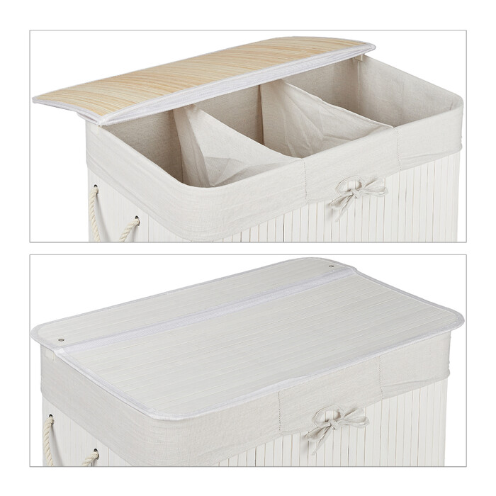 Relaxdays Bamboo Laundry Basket with 3 Compartments