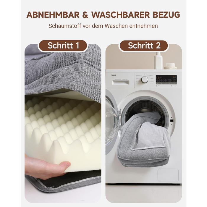 Ортопедичне ліжко для собак великих порід, корзина для собак знімний, що миється чохол, диван для собак водонепроникний з бортиком, антиковзаюча підкладка, 88x55x15 см (Сірий)