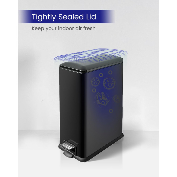 Сміттєвий бак для кухні 30 літрів, вузький, з м'яким закриттям, з педаллю, зелений