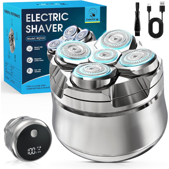 Електричний бритва для гоління голови Luctry 5D, водонепроникний, для чоловіків (срібний)