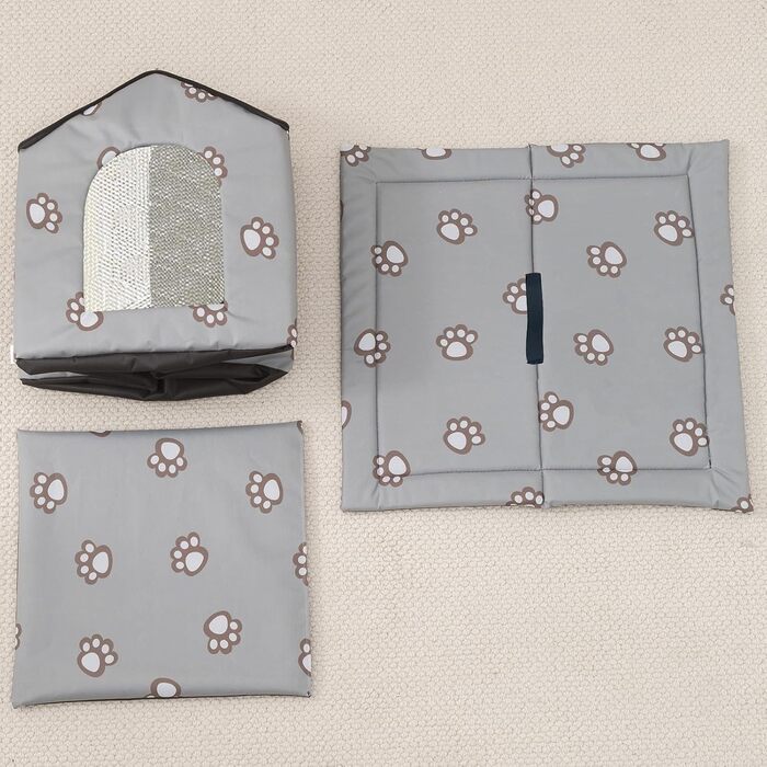 Кіт-будинок Outdoor, Будиночок для котів на вулицю, Зимові будинки для котів на вулицю, Водонепроникний, Будиночок для цуценят на вулицю, Знімний прозорий завіс (L, Сірий-2) Сірий-2 L