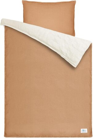 Постільна білизна для дитячого ліжечка Lulumoon з мусліну 100x135: комплект простирадла 100x135 + наволочка 40x60 см з бавовни Oeko-TEX Standard – легка та комфортна постільна білизна для малюків та дітей (муслін-колір, 100x135 см + 40x60 см)