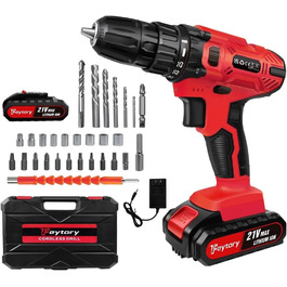 Акумуляторний шурупокрут-дрель 21V з набором аксесуарів (1500mAh, 45Nm, 25+1 ступенів) для дому та саду