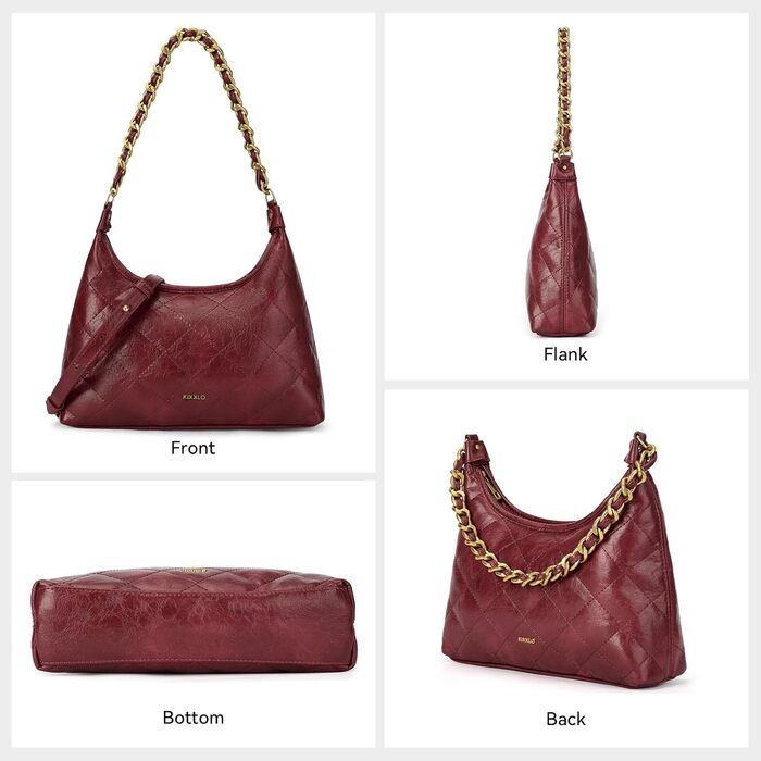 Сумка жіноча через плече крос-боді, PU шкіра, Burgundy Red. Міні-сумка Hobo ретро стилю для побачень, вечірок, прогулянок