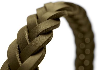 Нашийник для собак HUNTER SOLID EDUCATION SPECIAL, шкіряний, міцний, ручної плетіння, розмір S (45 см), оливковий колір