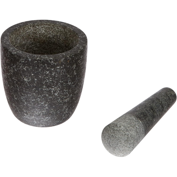 Набір для розмелювання спецій JADE TEMPLE 17023: ступка та товкачок з граніту, 13 см, сірий