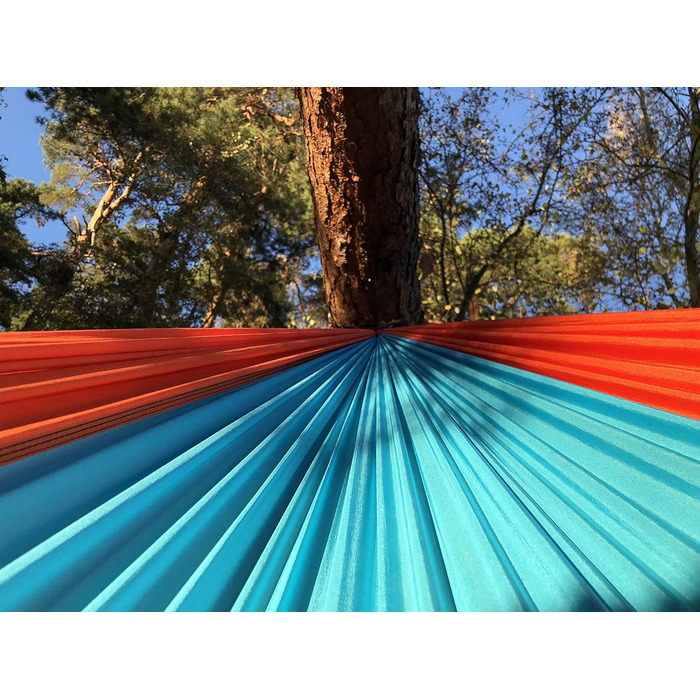 Ultralight Hammock including Carabiners & Heavy-Duty Straps (holds up to 220 kg, 275 x 140 cm) – ideal for camping, outdoor activities, trekking & as a travel hammock (Turquoise/Orange)