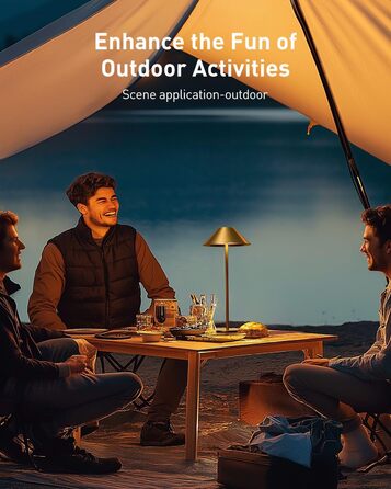 LED-лампа настільна бездротова золота, 2 шт. - акумулятор, USB, сенсорне керування, IP54, для дому та вулиці