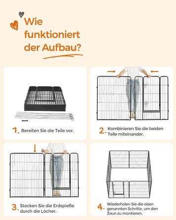 Вольєр для тварин Feandrea Freilaufgege, XXL (77 x 100 см), чорний, з 8 панелей, DIY, для дому та вулиці