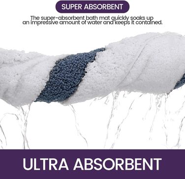DEXI Non-Slip Bathroom Rug - Soft, Washable Bath Mat - Oval Absorbent Rug for Shower, Bathtub, Toilet Decor (61 x 110 cm, Blue)
