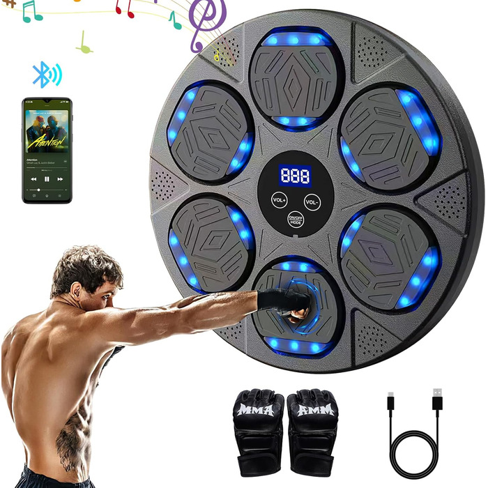 Музична боксерська машина з LED-дисплеєм та Bluetooth, 9 режимів швидкості, для дорослих та дітей