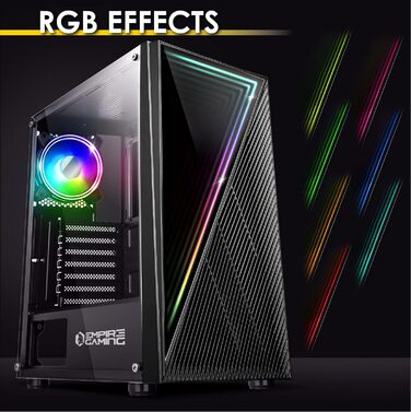 Корпус для ПК Empire Gaming Gamer Crystal – Чорний, ARGB, Mid-Tower, ATX/Micro ATX/ITX, 3D-дзеркальний ефект, RGB вентилятори