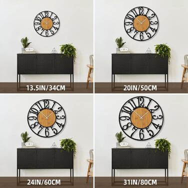 Large Wall Clock, Ticking Sounds, 34CM/14 Inch Silent, No Noise, Battery Operated, Modern, Oversized, Retro Vintage Oversized Wall Clock for Living Room, Bedroom and Kitchen