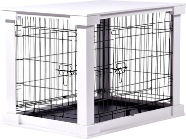 Будка для собак Dobar® Design з дерева, розмір M - будок з поверхнею столу - внутрішня собача будка - собача будка з масиву - журнальний столик - 83 x 55 x 59 см - білий