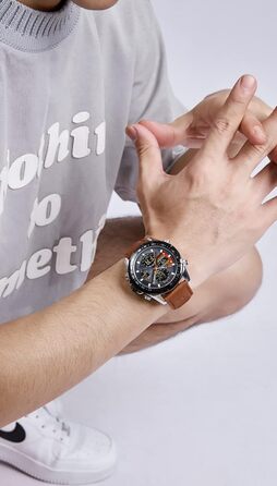 Навіфорс чоловічий військовий годинник з цифровим та аналоговим дисплеєм, кварцовий, водонепроникний, спортивний, багатофункціональний, з шкіряним ремінцем, срібно-сірий