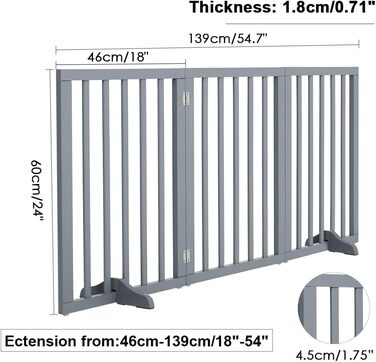 Захисний забір для собак, дерев'яний, без свердління, 4 панелі (L183×H60cm), білий