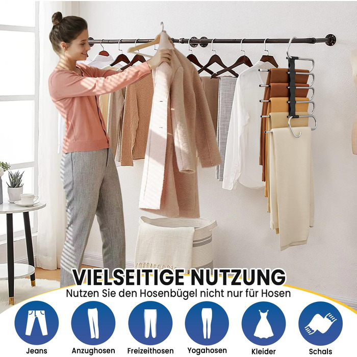 Підвісні вішалки для штанів DAMITA - 2 шт. (білі) - компактні, пластикові, для штанів, суконь, джинсів, шарфів, одягу для жінок та чоловіків