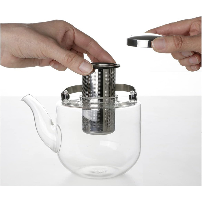 VIVA Scandinavia Teapot with infuser, glass tea maker with heat-resistant tea strainer, glass pot for tealights with burner, suitable for loose leaf tea (without tea bags), 1.3 Liter (Set)