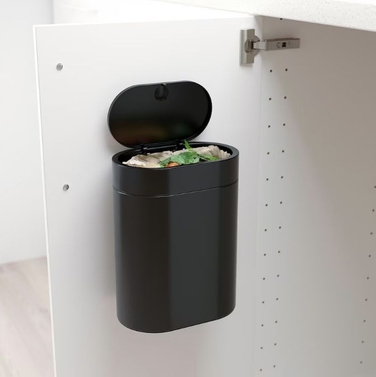 Кошик для сміття у ванну кімнату IKEA BROGRUND з кришкою та кнопкою, чорний, 4 л
