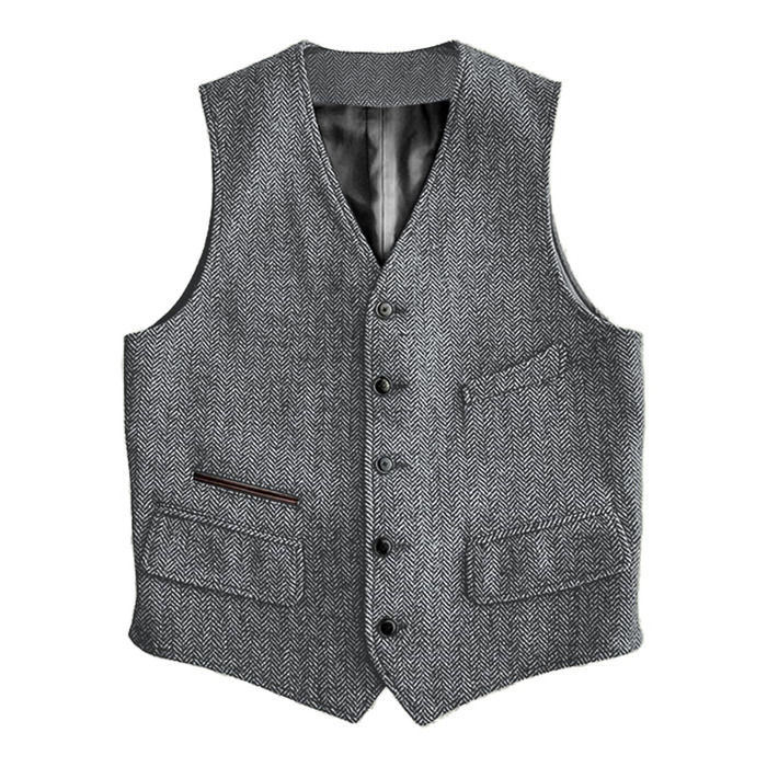Жилет чоловічий SOLOVEDRESS вовняний, для ділового стилю, Regular Fit, для весілля, срібний (XS)