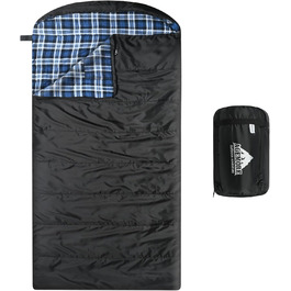 Спальний мішок Baumwoll-Flanell для дорослих: легкий, водонепроникний, 100% бавовна. Ідеально для кемпінгу, подорожей та відпочинку на природі (чорний / синій)