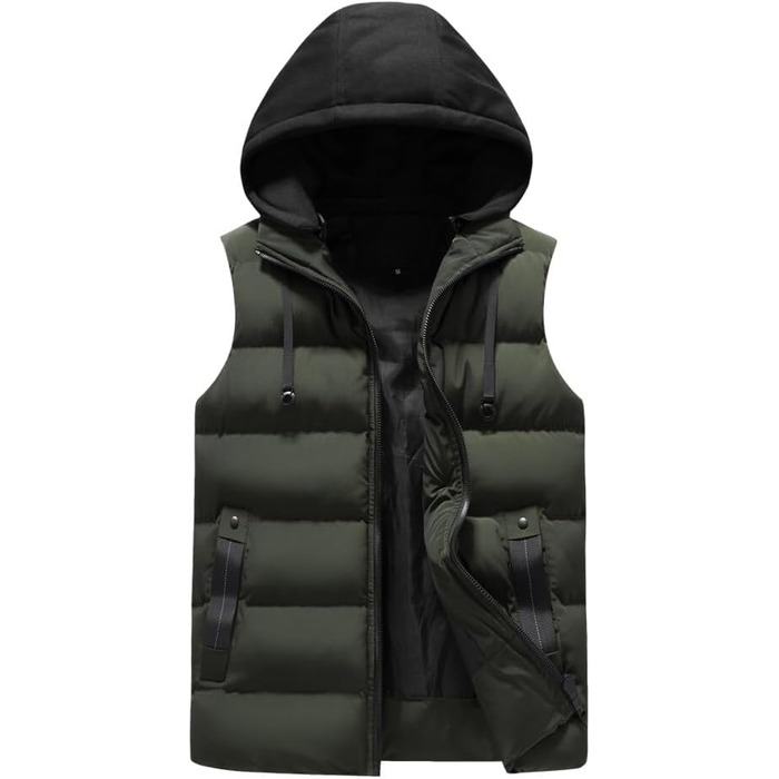 Чоловіча степкова жилетка YOUTHUP з капюшоном для активного відпочинку та зими, легка, вітронепроникна, армійного кольору (XXL)
