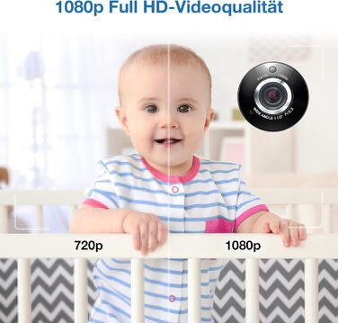 Відеоняня Vtech VM901-1W WiFi з 5-дюймовим HD-дисплеєм, поворотна камера 1080P, мобільний додаток, широкий кут огляду 120°, сумісна з iOS та Android