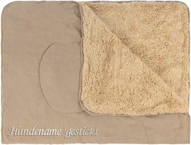 Персоналізована ковдра для собак та котів з вишивкою імені, м'яка двостороння ковдра з штучного хутра (пісок)