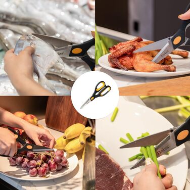 Кухонні ножиці Deiss PRO Heavy Duty з нержавіючої сталі - універсальні, для птиці, риби, м'яса, салатів та зелені