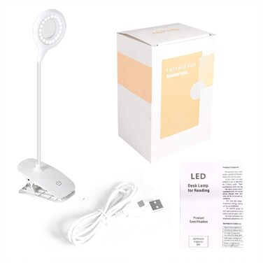 LED-лампа для читання HyAdierTech з гнучким шийкою, USB-зарядка, 40 світлодіодів, 3 кольори, 3 рівні яскравості, захист очей, настільна лампа