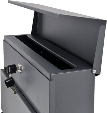 Поштовий ящик Verda з газетницею, нержавіюча сталь, антрацит, 2 ключі - дизайнерський настінний ящик з прихованим замком