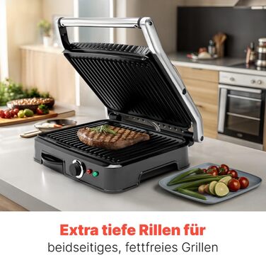 Clatronic 2000W Contact Grill | Non-Stick Grill Plates | Panini Grill Toaster | KG 3487