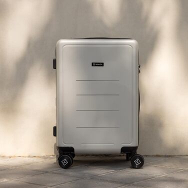 Чемодан ручної поклажі NUMADA PackPro T20 (56x37x22cm) з TSA-замком та 4 колесами. Жорсткий корпус, внутрішні відділення, світло, міцний (Сірий)