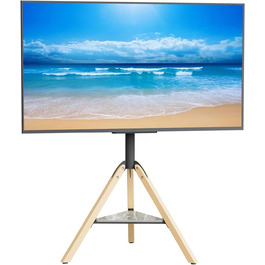 Підставка для телевізора Vanconwey Boden-TV-Ständer для LED/LCD екранів 40-75 дюймів, кутова, поворотна, з полицею з синтетичного каменю, VESA 600x400mm, до 40 кг